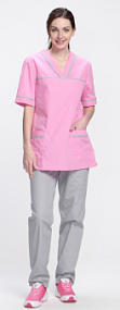 Костюм медицинский женский Ирис (тк.ТиСи), ярко-розовый/серый