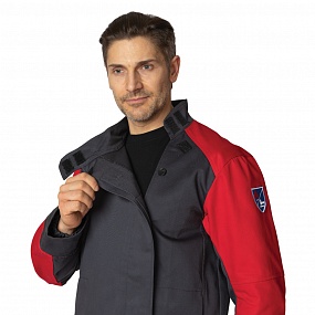Костюм огнестойкий "Гектор" серый/красный 1 класса защиты (куртка и брюки)