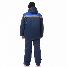 Костюм мужской утеплённый "Стандарт СОП" тёмно-синий/василёк (куртка и брюки)