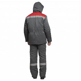 Костюм мужской утеплённый "Мастерок 2" серый/красный (куртка и полукомбинезон)