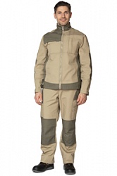 Костюм мужской "Суоми" бежевый/олива премиум для ИТР (куртка и брюки)