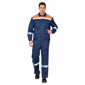 Костюм мужской "Пантеон 2 СОП" синий/оранжевый (куртка и полукомбинезон)