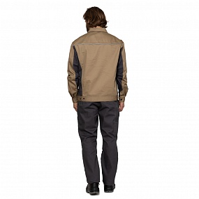 Куртка мужская летняя "Люкс" бежевый/серый со светоотражающим кантом